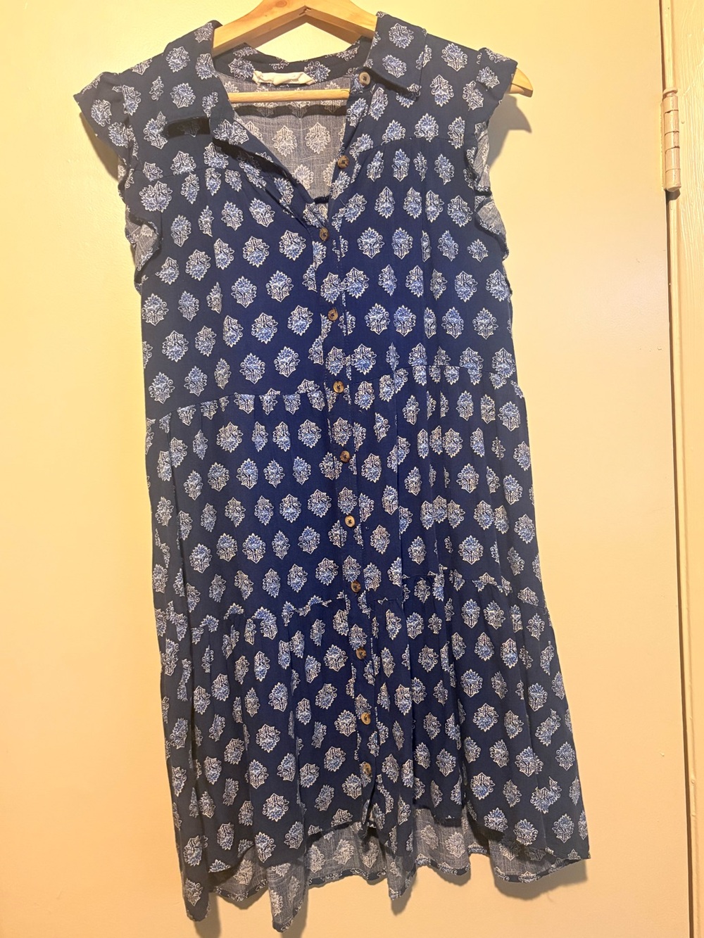 Tiered Navy Blue BoHo Dress- Large